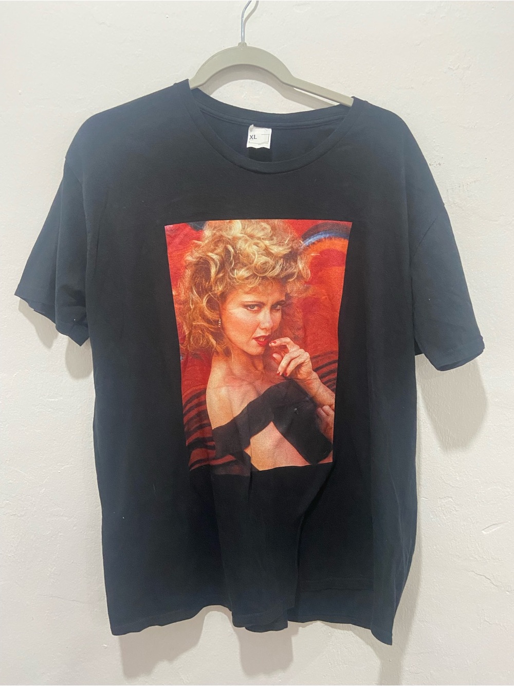 Black Graphic Menโs Tee with Vintage Portrait